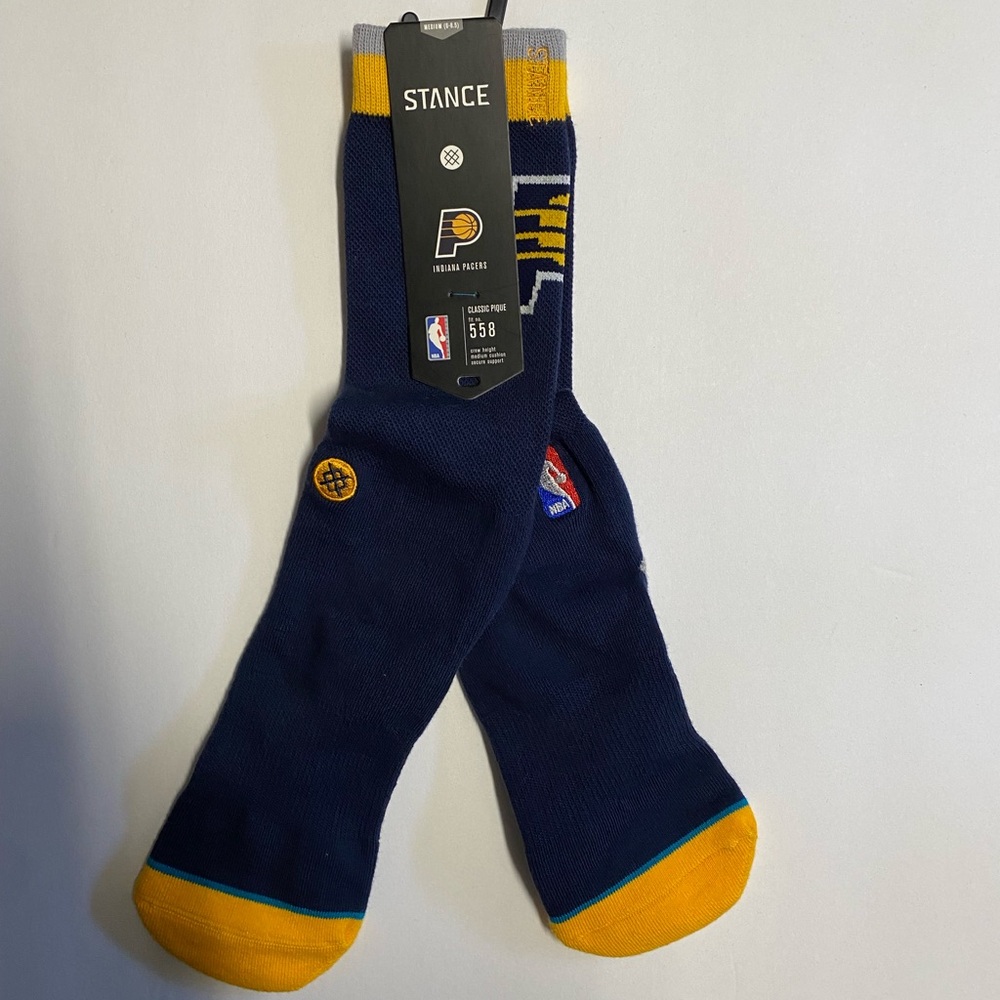 Indiana Pacers Socks NBA Stance New Size Medium Mens